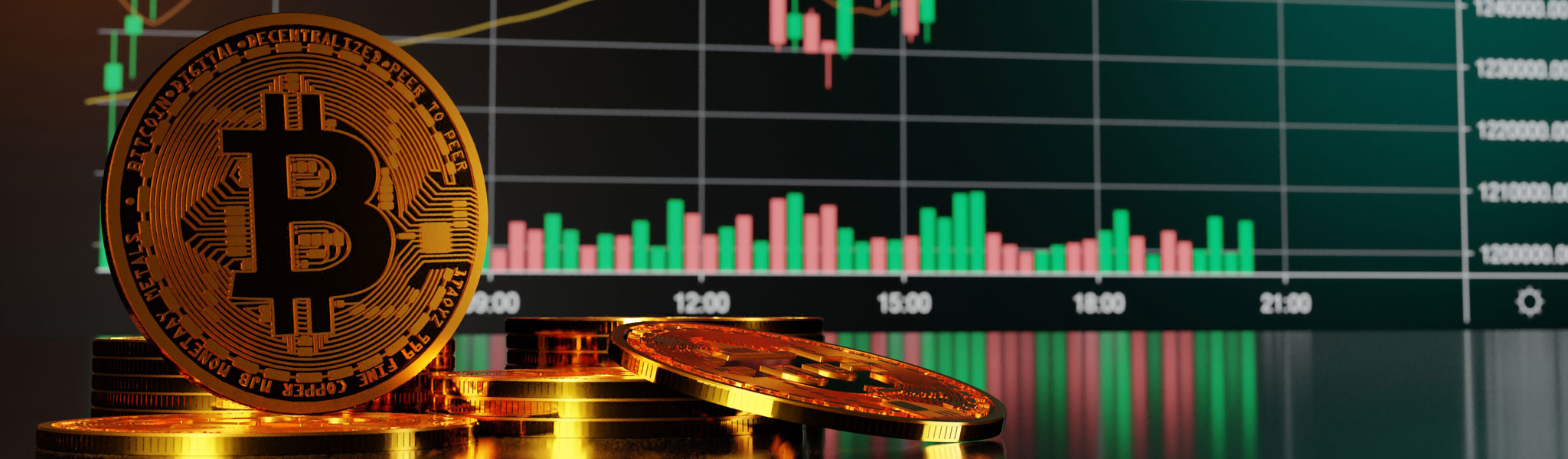 Bitcoin And Cryptocurrency Investing Concept. 3d Rendering.